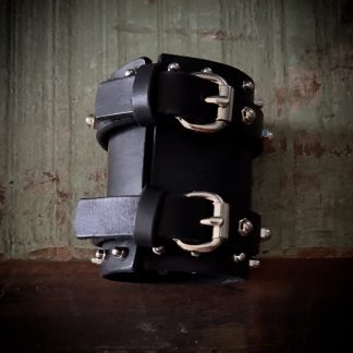 Double banded leather cuff, buckle side.