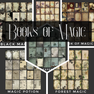 A collage of the included books in the Books of Magic Collection.